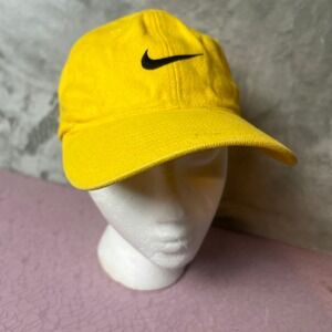 Vintage Nike Yellow Baseball Cap Swoosh Logo Adjustable Strap Cotton Dad Hat